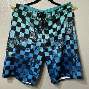 VANS OFF THE WALL BoardShorts Men’s 34 Blue Black Checkered
